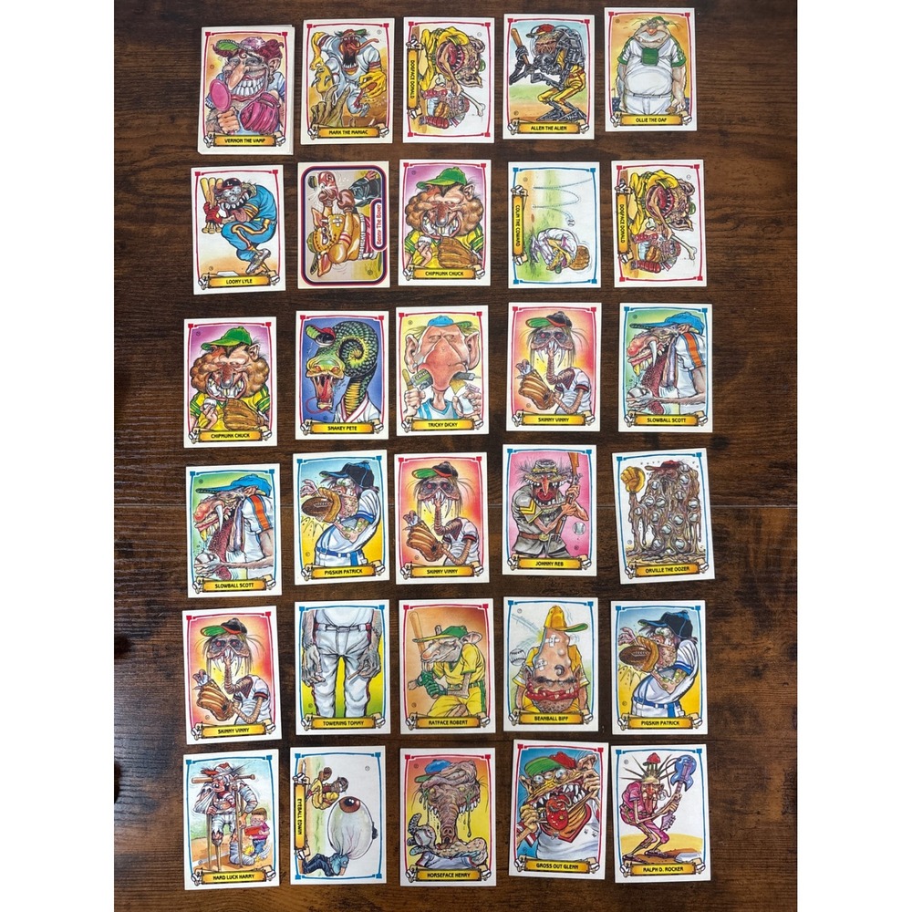 Vintage 1988 Leaf Gross Out Baseball Sticker Cards Lot of 30 Monster Players